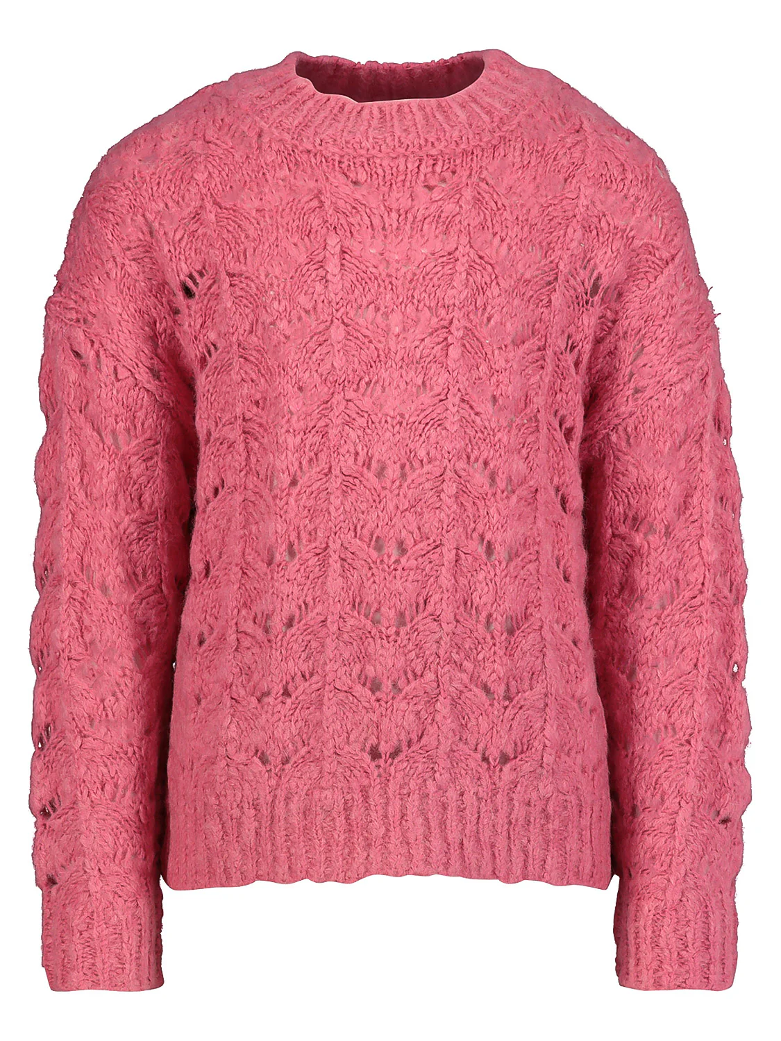 Pullover c-neck ajouré Pink
