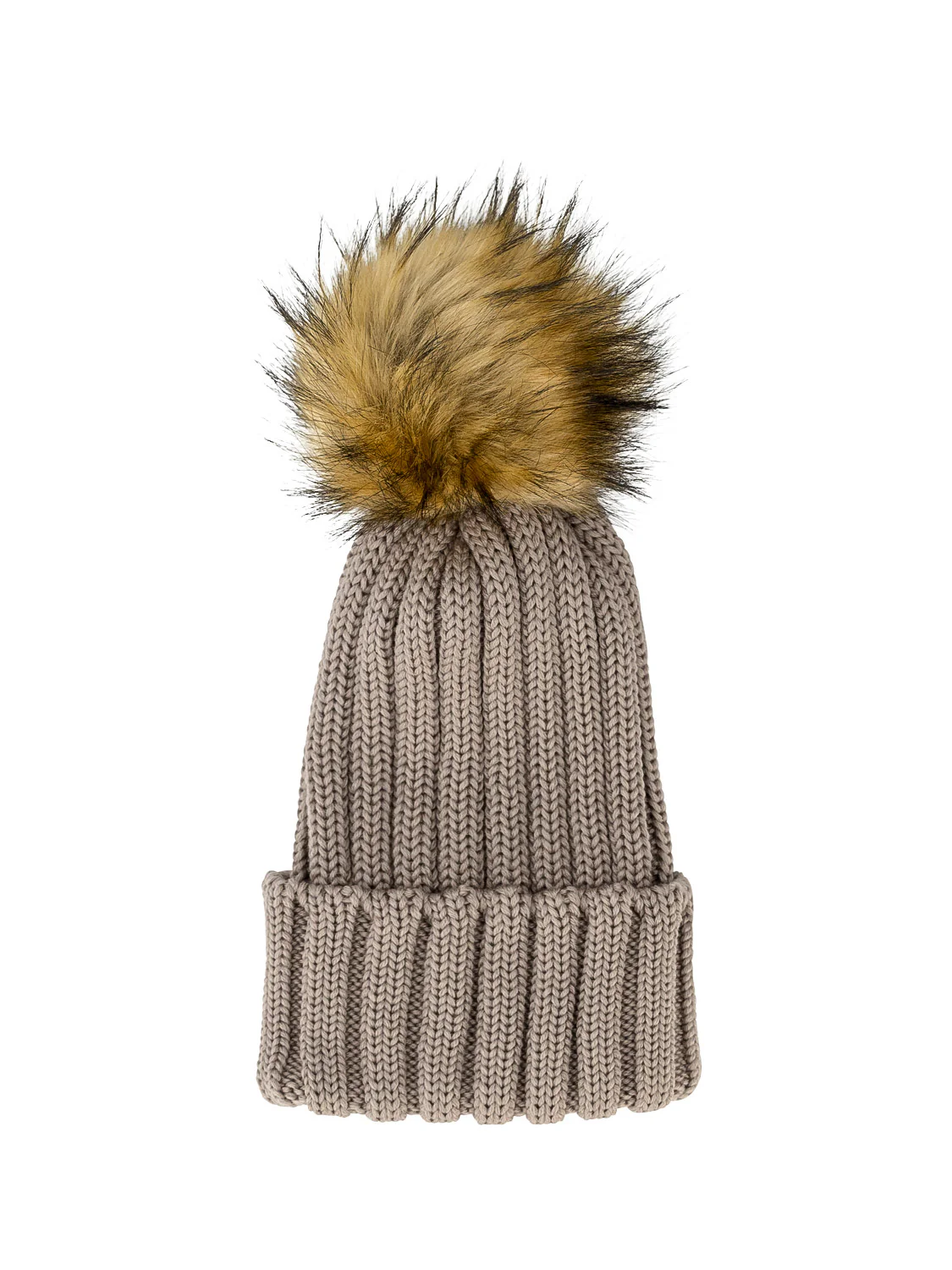 Beanie Faux Fur Merino Wool Beige