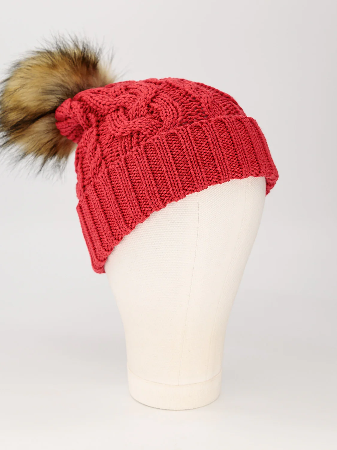 Beanie Faux Fur Merino Wool Rot - Image 3
