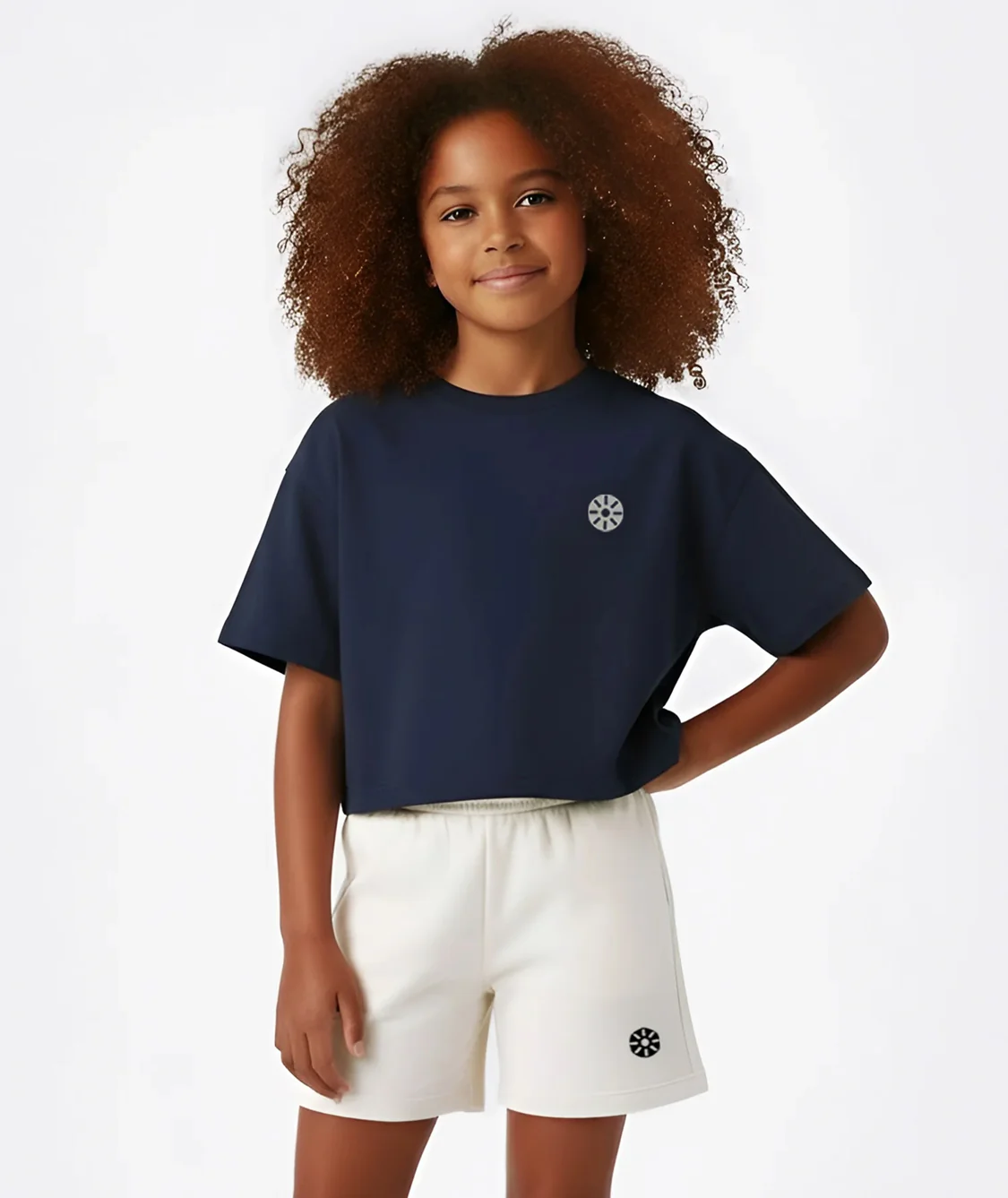 T-Shirt Cropped Length Marineblau - Image 2