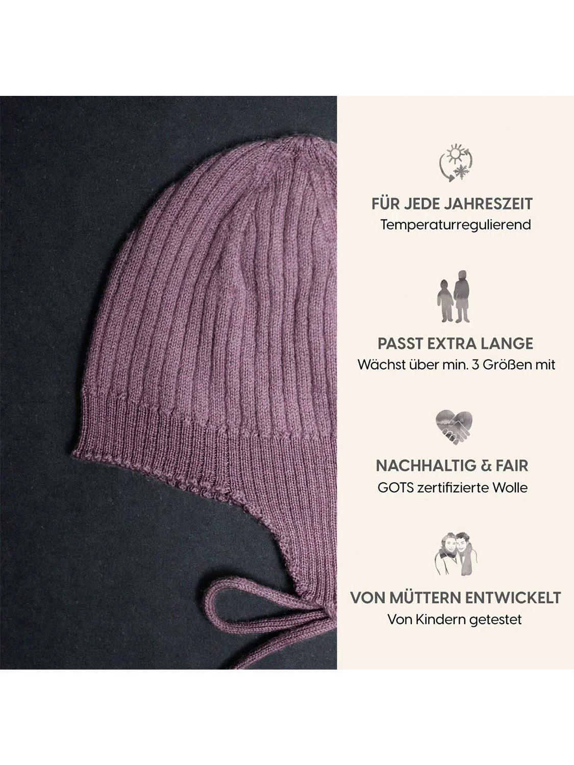 THE WOOLLY BABY HAT - mauve - Image 6