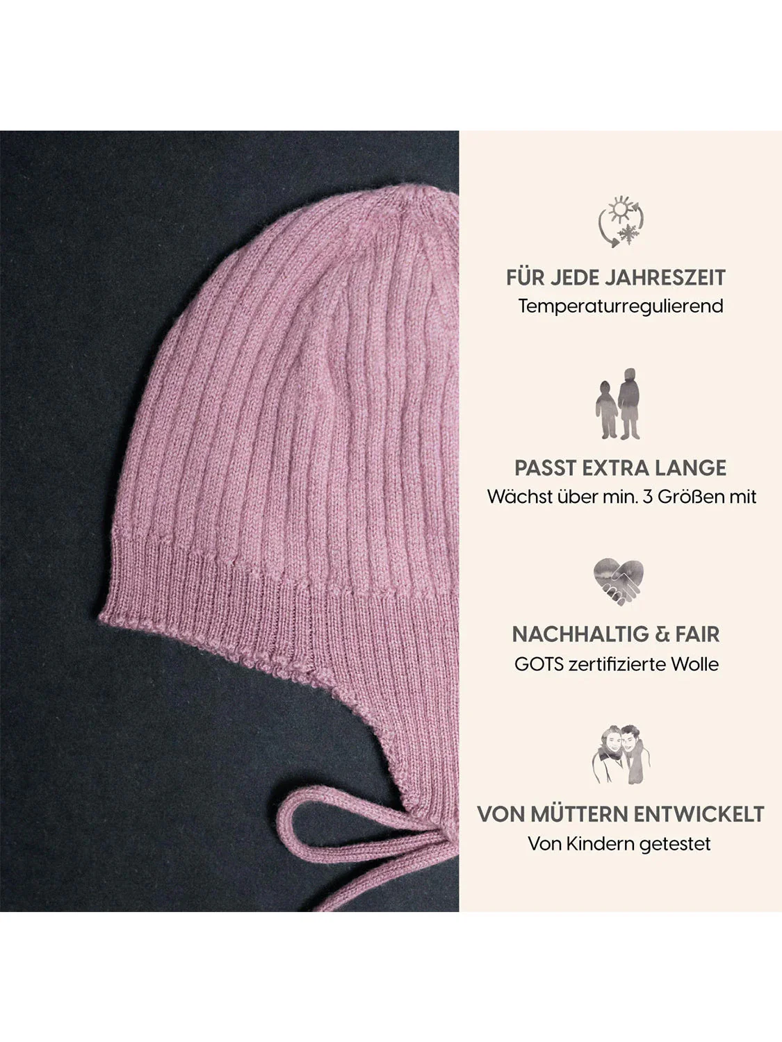 THE WOOLLY BABY HAT - rose - Image 6